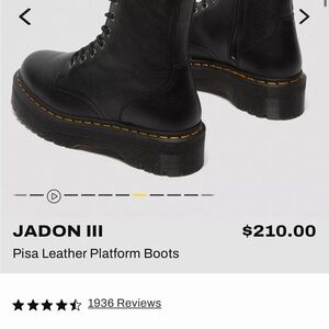 Dr. Martens Black Jadon III platform.  Size 38